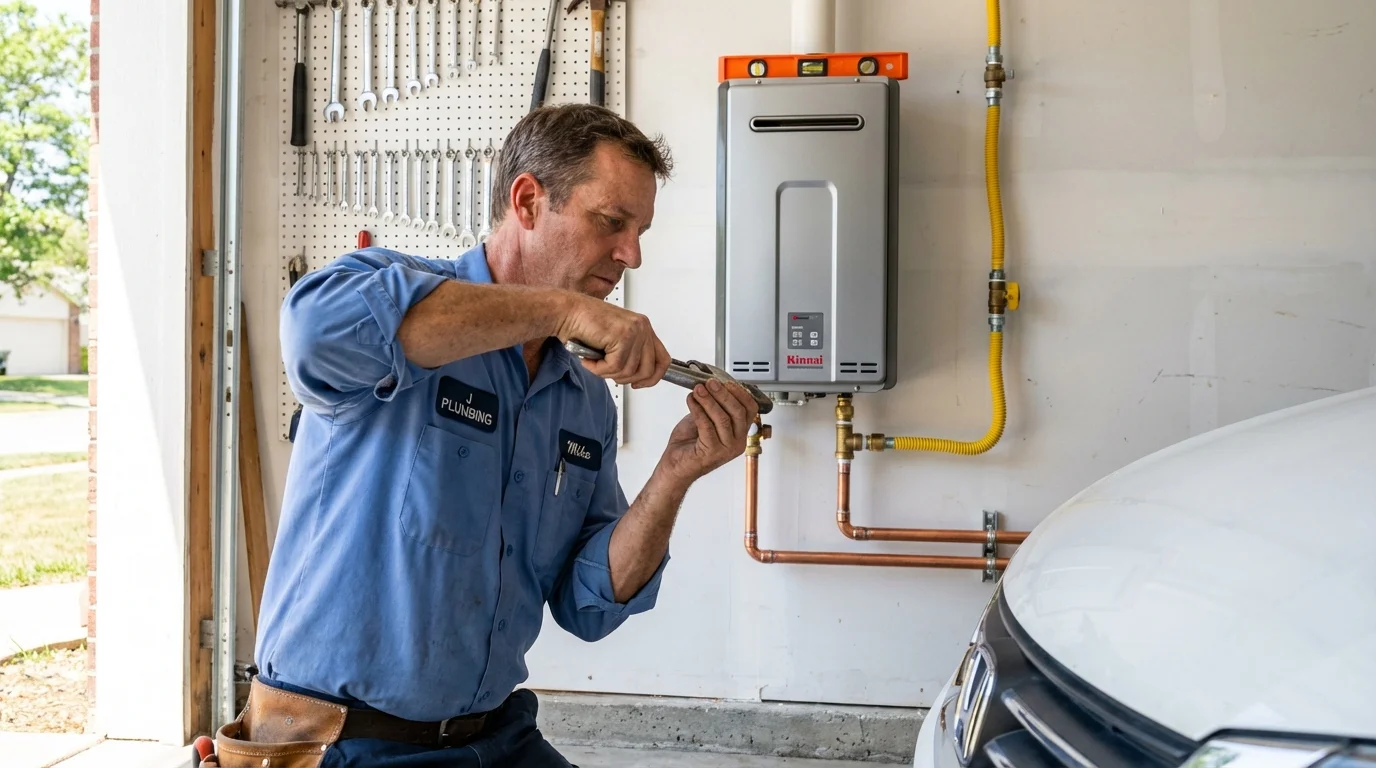 Tankless water heater installation by a Johns Plumbing LLC plumber in Clear Lake